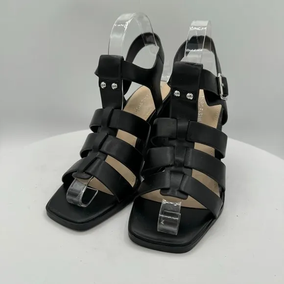 MARC FISHER FYLNEE BLOCK HEEL COMFORTABLE SANDAL SIZE 7 COLOR BLACK. NEW!