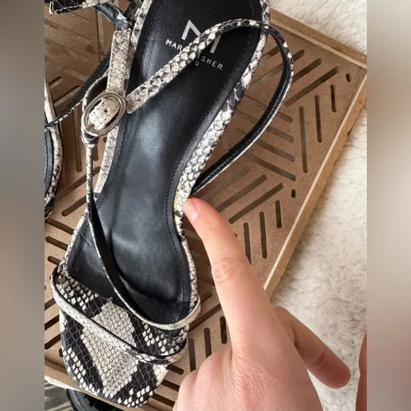 MARC FISHER - GOVE 2 LEATHER SANDAL Leather Snake Print Dress Sandals Size 8.5