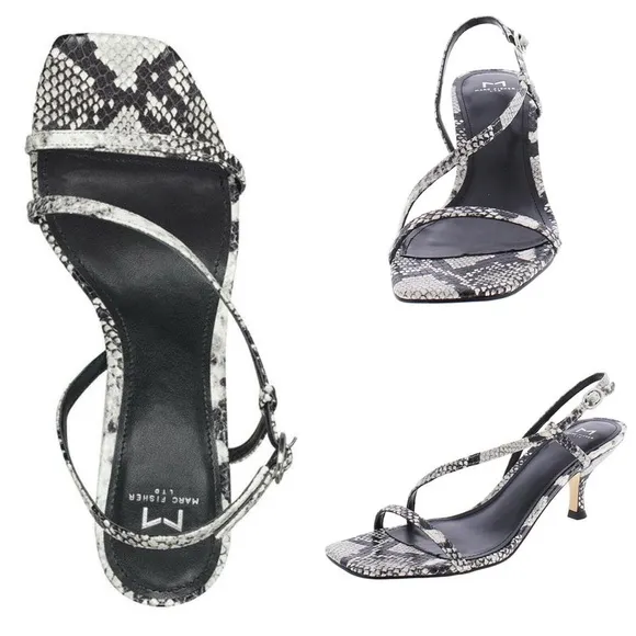 MARC FISHER - GOVE 2 LEATHER SANDAL Leather Snake Print Dress Sandals Size 8.5