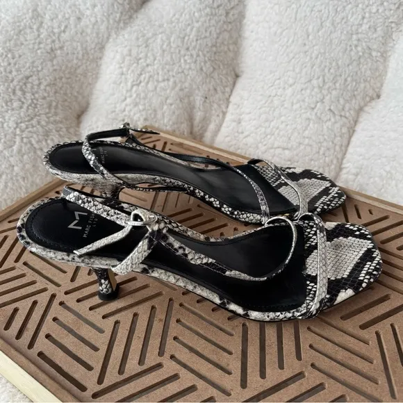 MARC FISHER - GOVE 2 LEATHER SANDAL Leather Snake Print Dress Sandals Size 8.5
