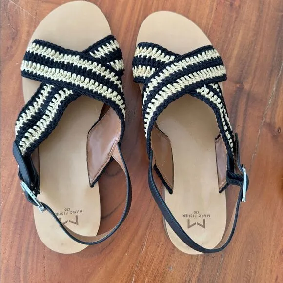 Marc Fisher  Lonnie Slingback Sandal in Black/Cream sz 10M