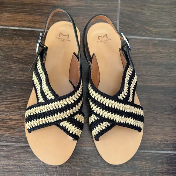 Marc Fisher  Lonnie Slingback Sandal in Black/Cream sz 10M
