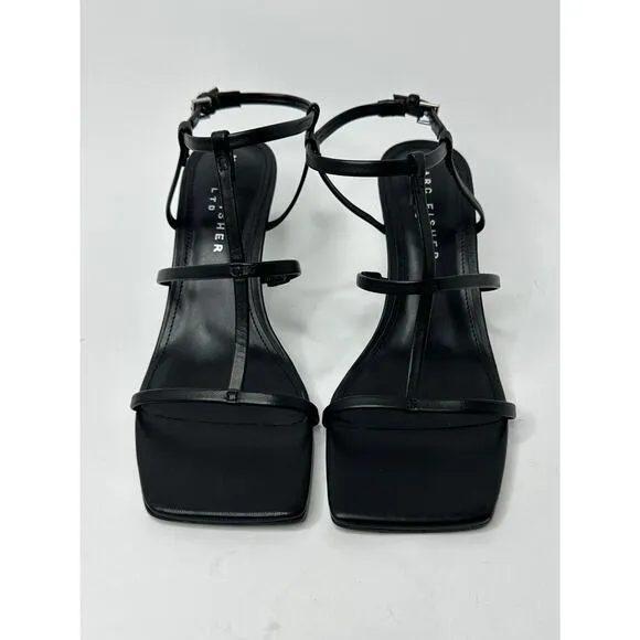 Marc Fisher LTD Women's Dennie Caged Tapered Heel Sandals Black Leather Size 8M