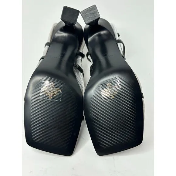 Marc Fisher LTD Women's Dennie Caged Tapered Heel Sandals Black Leather Size 8M