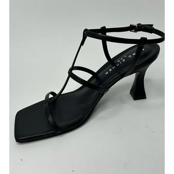 Marc Fisher LTD Women's Dennie Caged Tapered Heel Sandals Black Leather Size 8M