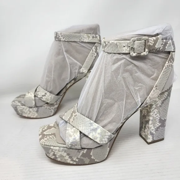 Marc Fisher New Snakeskin Platform Blo k Heel Sandals Size 11