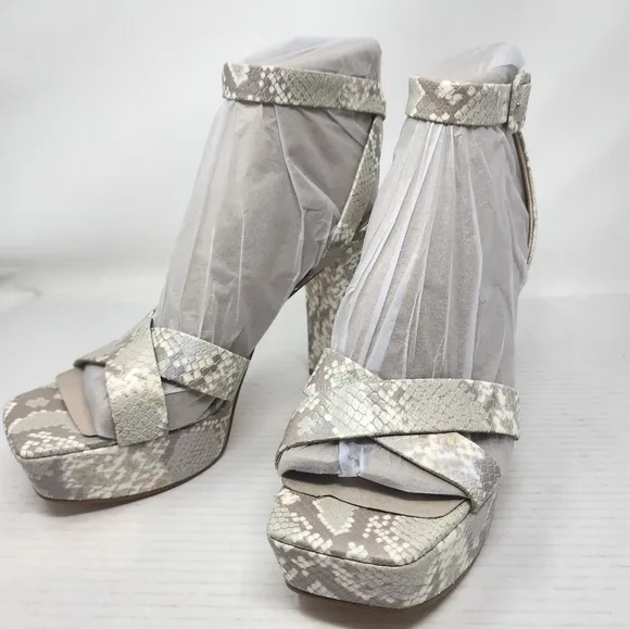 Marc Fisher New Snakeskin Platform Blo k Heel Sandals Size 11