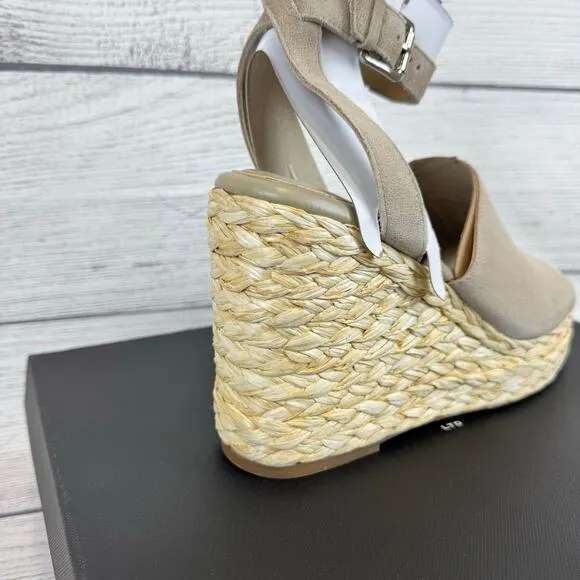 Marc Fisher Women's Natural Leather Nelly Ankle Strap Wedge Sandals Size 10