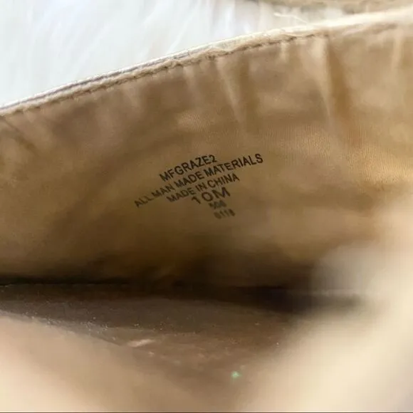 Marc Fisher Gaze gold studded ankle strap flat espadrilles sandals 10