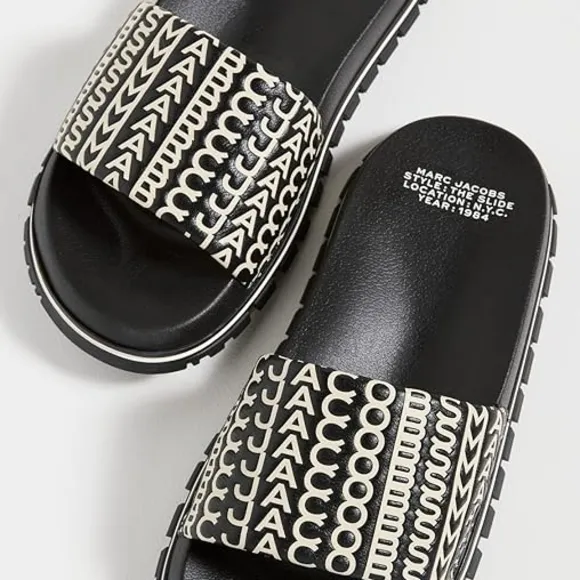Marc Jacobs Black and White Slide Sandals