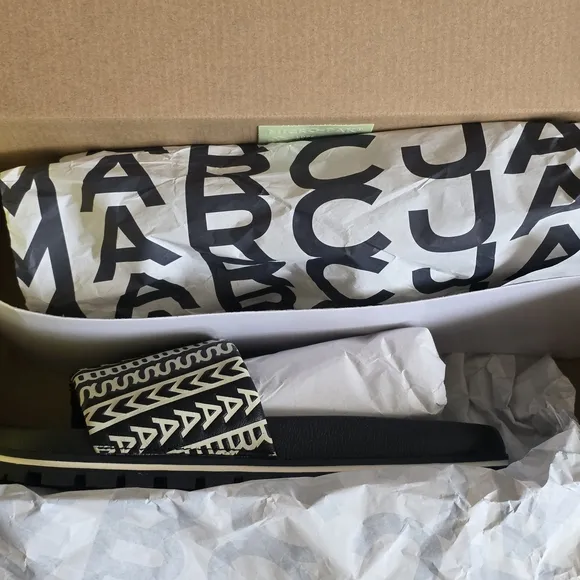 Marc Jacobs Black and White Slide Sandals