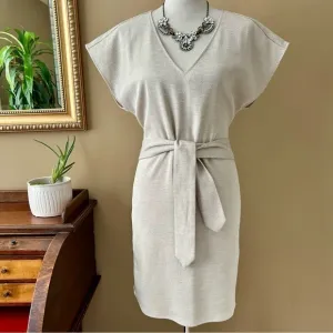 Marie Oliver Tan Andi Slip-on Belted Shift Dress Cap Sleeve Size S