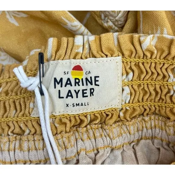 Marine Layer Sofie Smocked Mini Skirt Gold Palm