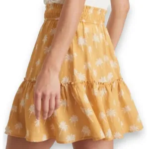 Marine Layer Sofie Smocked Mini Skirt Gold Palm