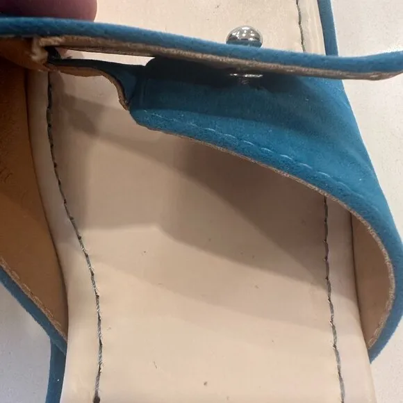 Maryam Eva Mule Sandals Turquoise Size 35 designer suede leather
