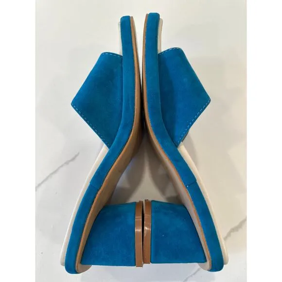 Maryam Eva Mule Sandals Turquoise Size 35 designer suede leather