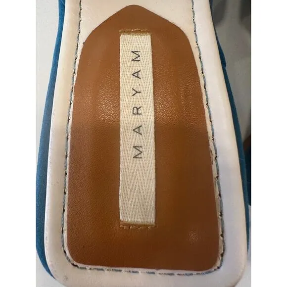 Maryam Eva Mule Sandals Turquoise Size 35 designer suede leather