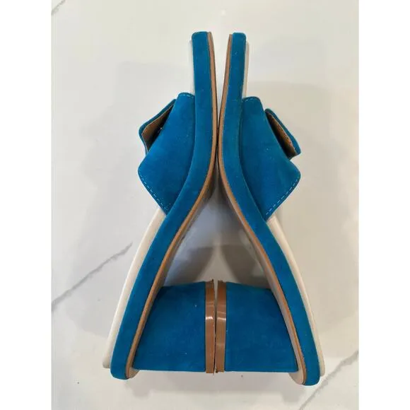 Maryam Eva Mule Sandals Turquoise Size 35 designer suede leather