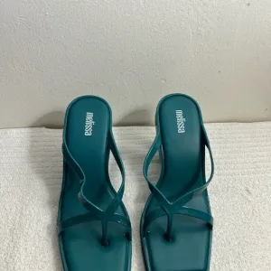 Melissa dark Green Minimalist heels Sandals with Square Toe Sz 5