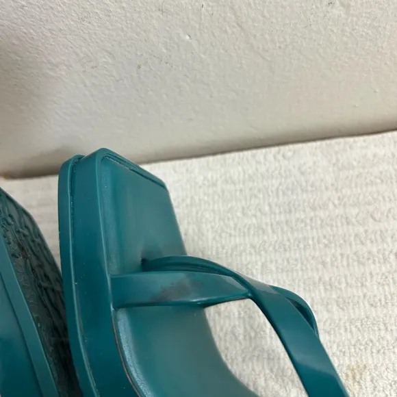 Melissa dark Green Minimalist heels Sandals with Square Toe Sz 5