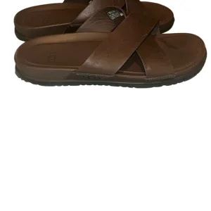 Men UGG Wainscott Slide Brown Leather Sandals slip on shoes size 11 flip flops