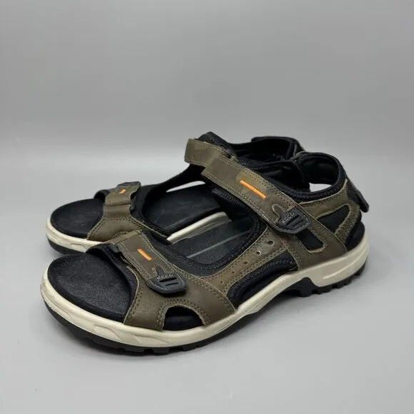 Men's Ecco Offroad Yucatan Brown Black leather hiking sandals 11-11.5 US 45 EU