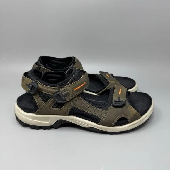 Men's Ecco Offroad Yucatan Brown Black leather hiking sandals 11-11.5 US 45 EU