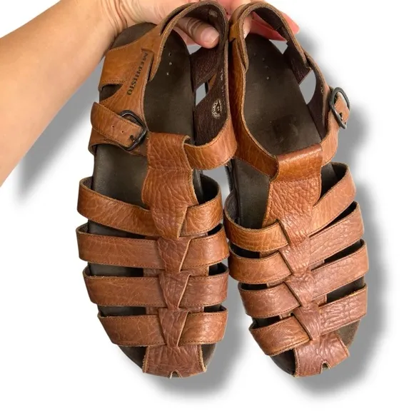 Men’s Mephisto Sam Fisherman Brown Leather Sandals EU45/11-11.5 Made In Portugal