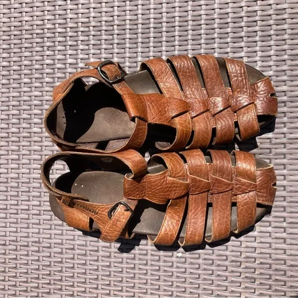 Men’s Mephisto Sam Fisherman Brown Leather Sandals EU45/11-11.5 Made In Portugal