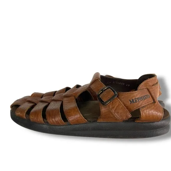 Men’s Mephisto Sam Fisherman Brown Leather Sandals EU45/11-11.5 Made In Portugal
