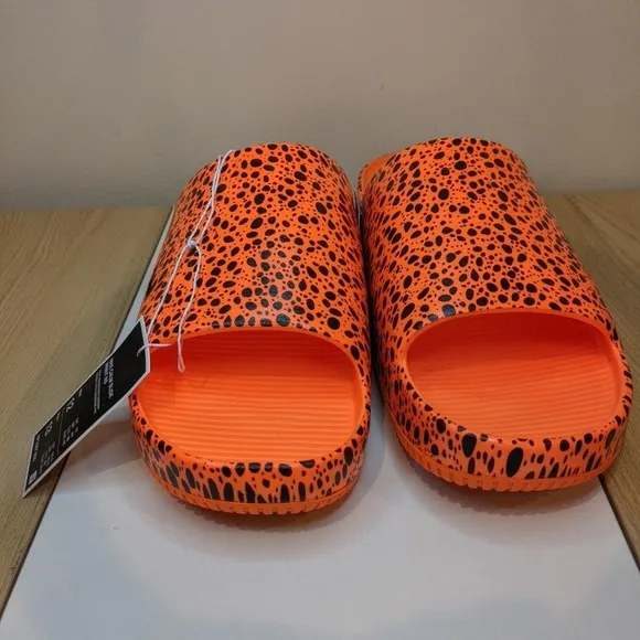 Men's Nike Calm Slide Sandals Print NS Orange Safari Olympics HF1067-800 Size 12