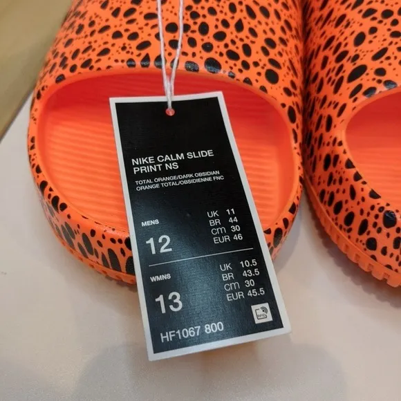 Men's Nike Calm Slide Sandals Print NS Orange Safari Olympics HF1067-800 Size 12