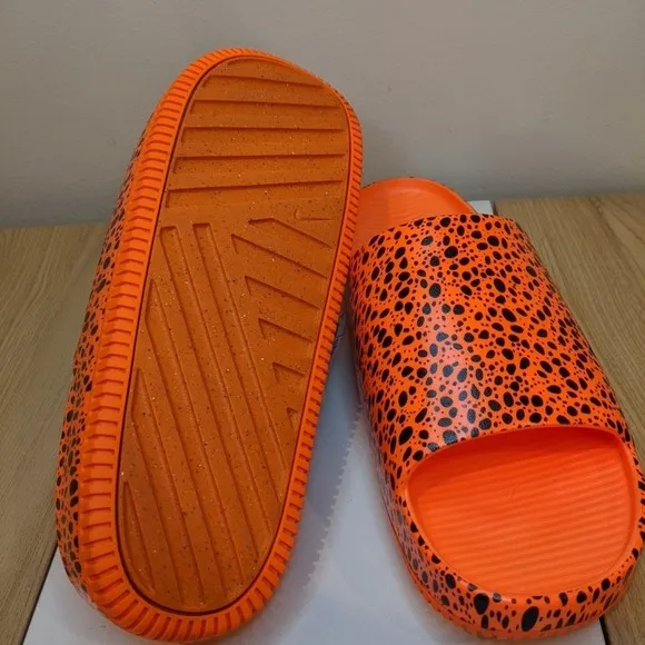 Men's Nike Calm Slide Sandals Print NS Orange Safari Olympics HF1067-800 Size 12
