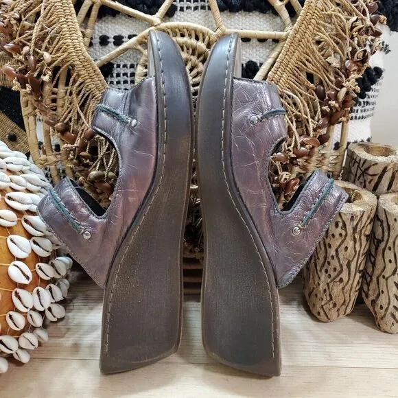 Mephisto Air Relax Mobils Womens 10/40 Wedge Sandals Adj Brown Leather Comfort