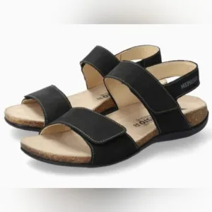 Mephisto Comfort Agave Black Bucksoft Nubuck Suede Leather 2 Strap Sandals 42
