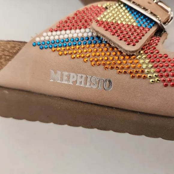 Mephisto Harmony Multi Color Beaded Studded Slip On Sandals Size 37