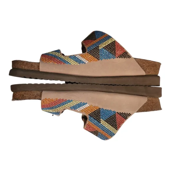 Mephisto Harmony Multi Color Beaded Studded Slip On Sandals Size 37