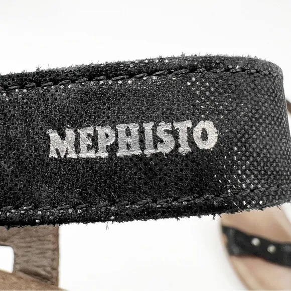 Mephisto Minoa Black Liz Cork Wedge Sandals Size 42