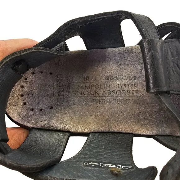 Mephisto Sam Leather Fisherman Sandal Mens 45 US 11 Shock Absorbtion Sole Black