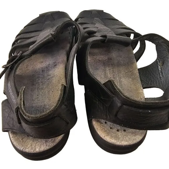 Mephisto Sam Leather Fisherman Sandal Mens 45 US 11 Shock Absorbtion Sole Black