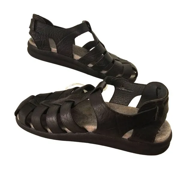 Mephisto Sam Leather Fisherman Sandal Mens 45 US 11 Shock Absorbtion Sole Black