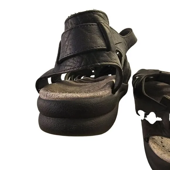 Mephisto Sam Leather Fisherman Sandal Mens 45 US 11 Shock Absorbtion Sole Black