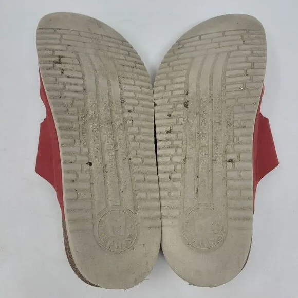 Mephisto Sandals Women EU38 US8 Red Scarlet Nubuck Leather Harmony Comfort Slide