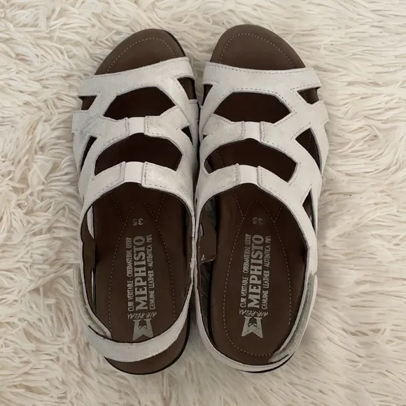 Mephisto Silver Leather Sandals