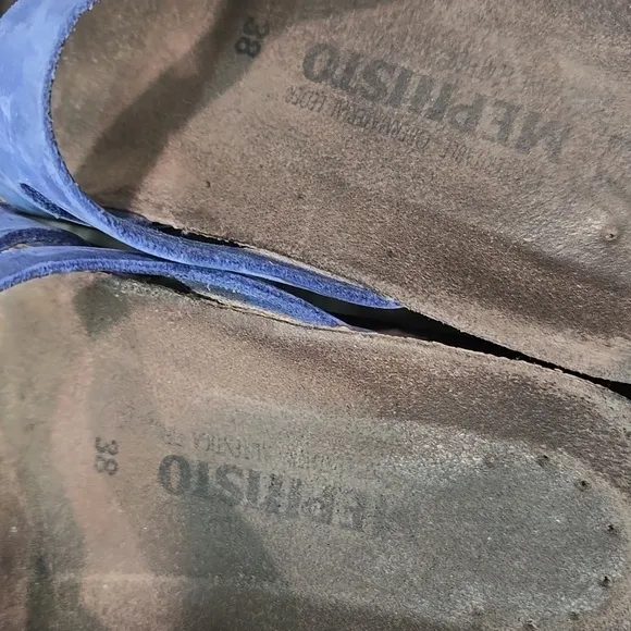 Mephisto Women's Leather Blue Sandals Shoes Sz 38/8