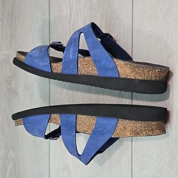 Mephisto Women's Leather Blue Sandals Shoes Sz 38/8