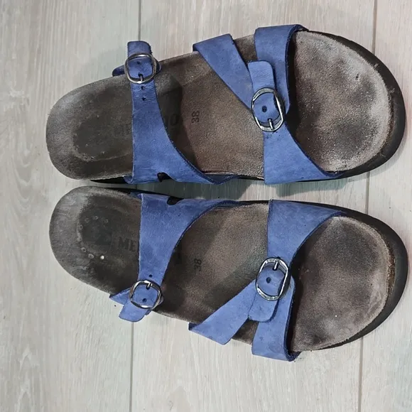 Mephisto Women's Leather Blue Sandals Shoes Sz 38/8
