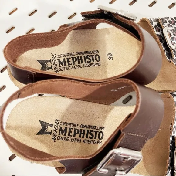 Mephisto Womens Lissandra Chestnut Panthera Sandals - Size 39 / 9