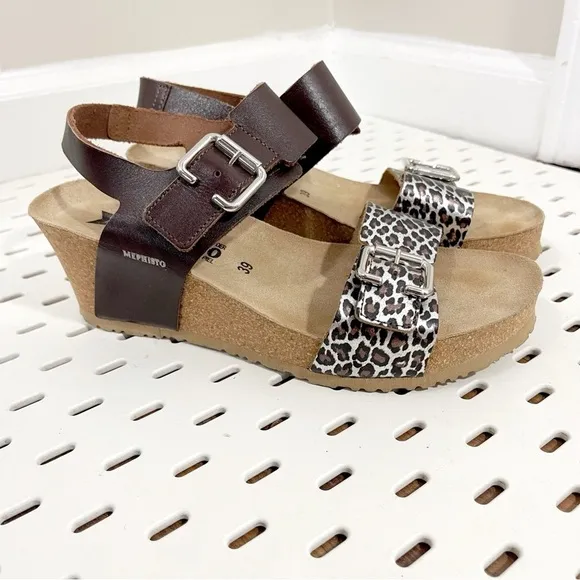 Mephisto Womens Lissandra Chestnut Panthera Sandals - Size 39 / 9