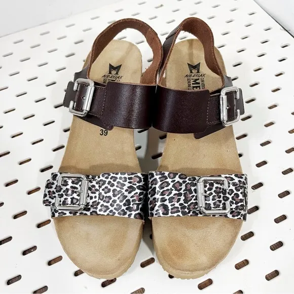 Mephisto Womens Lissandra Chestnut Panthera Sandals - Size 39 / 9